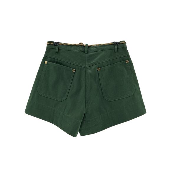 Sandro Two-Tone Drawstring Green Cotton Waist Shorts Size 36 - Picture 3 of 4